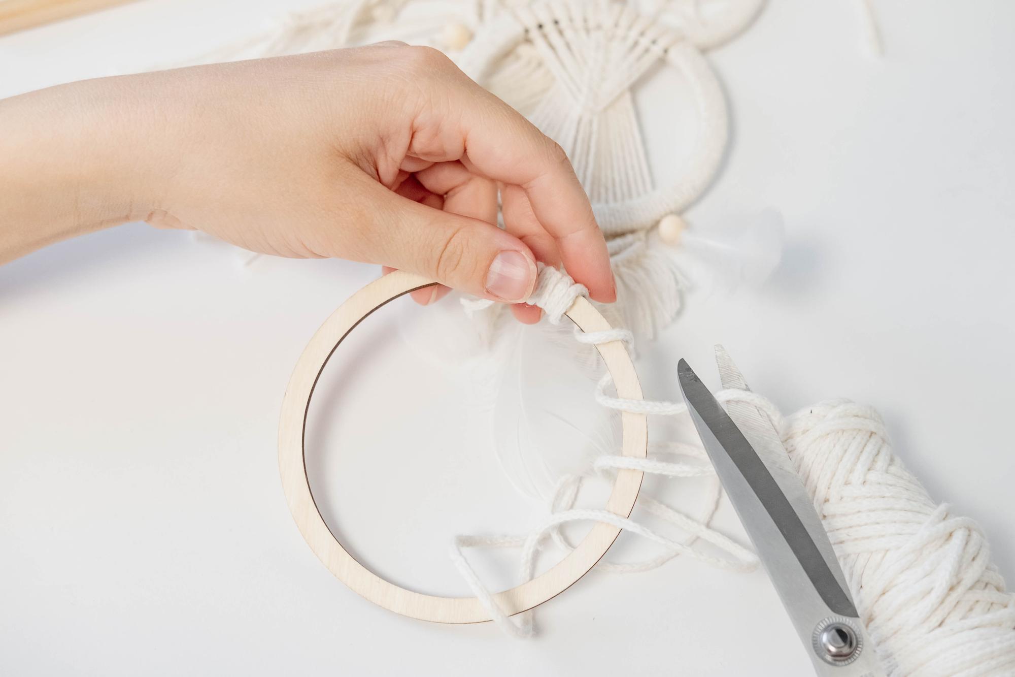 Studio bench with threads and hoop