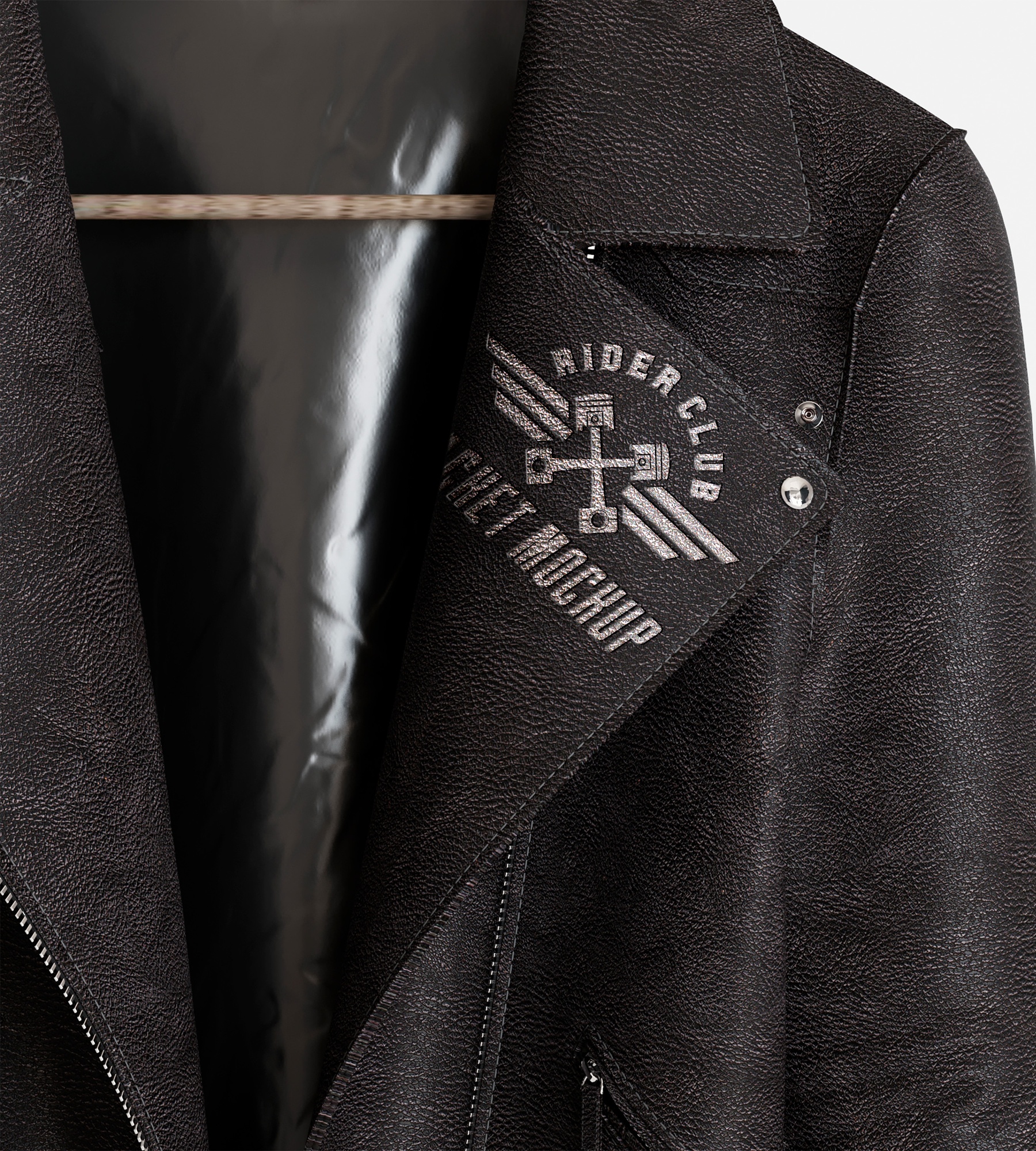 Large embroidered emblem on jacket sleeve